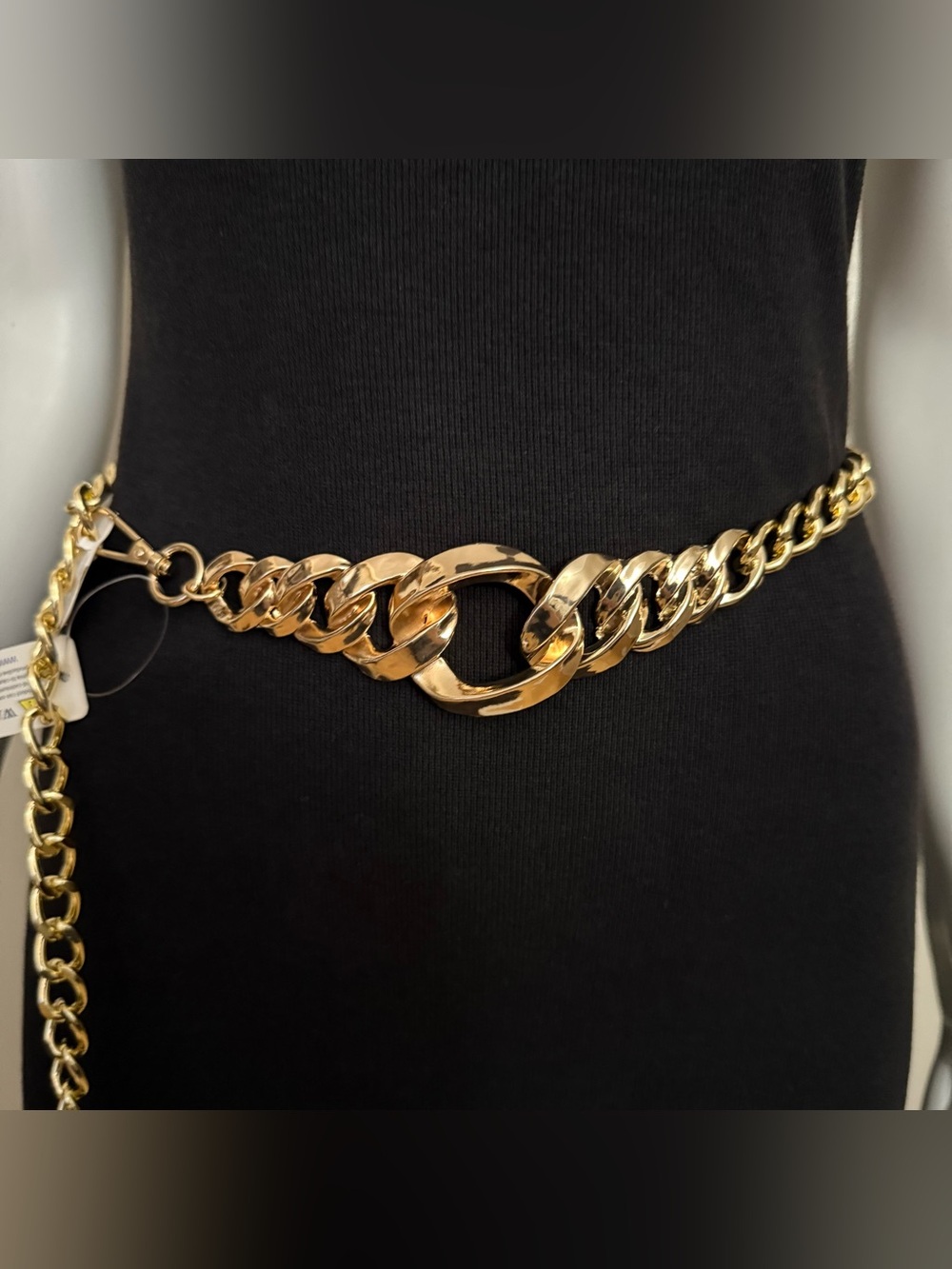 Gold tone metallic chain belt